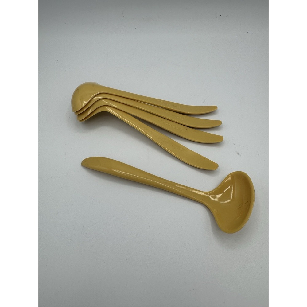 Vintage Tupperware 872 Condiment Spoons Mini Ladles Almond Set of 5